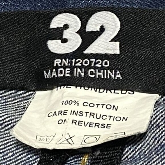 The Hundreds Jeans Mens Size 32X32 Blue Slim Fit Straight Selvedge Red Line y2k - Picture 9 of 9